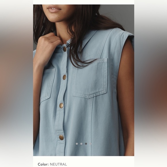 NWT new small Anthropologie pilcro sleeveless collared romper blue shorts - Picture 12 of 17